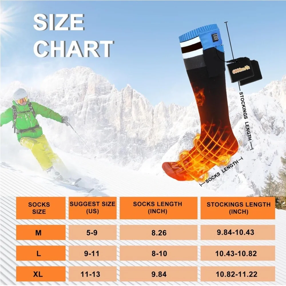 New Heated Socks for Men Women with APP Remote Control, 7.4V..